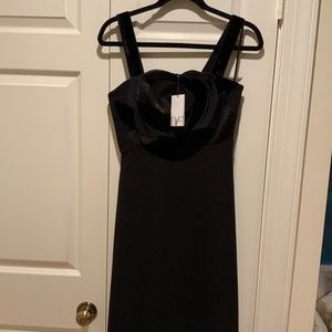 DVF Black Crepe and Velvet Rose Mini Dress Size 0